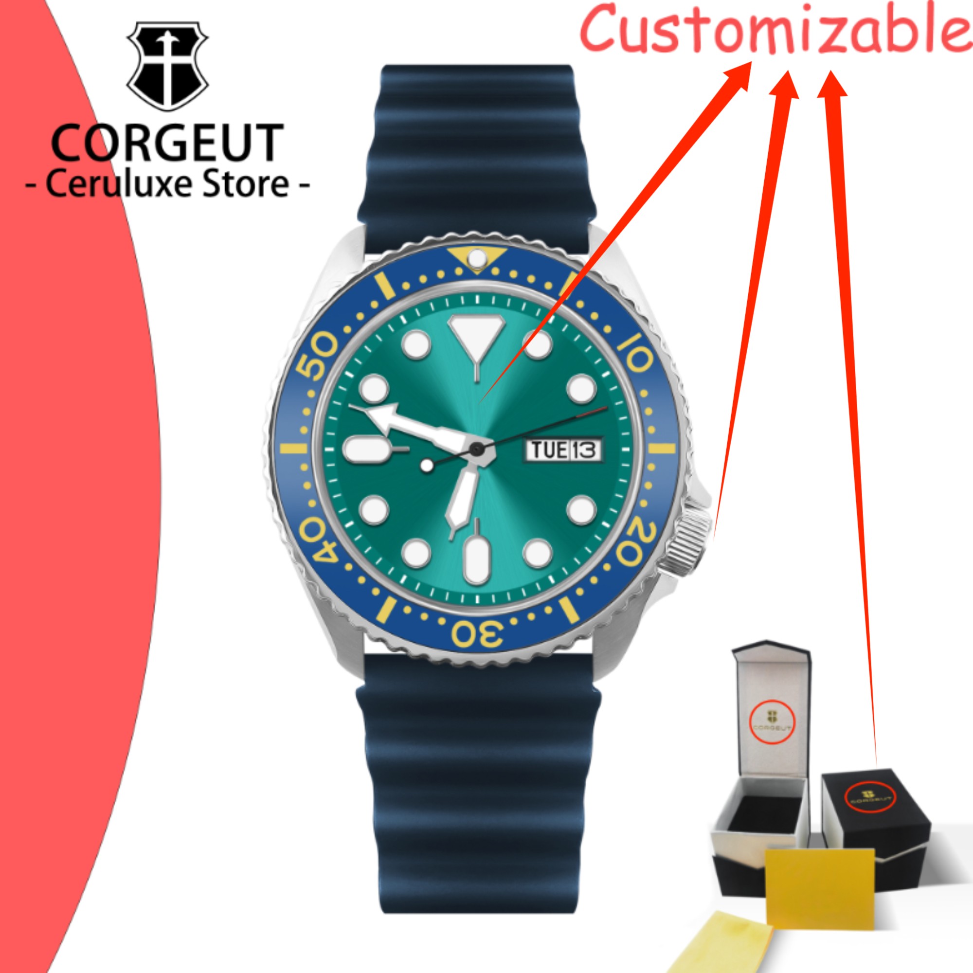 Vintage Watch Crystal - CUSTOM Logo Vintage Diver Watch Mechanical