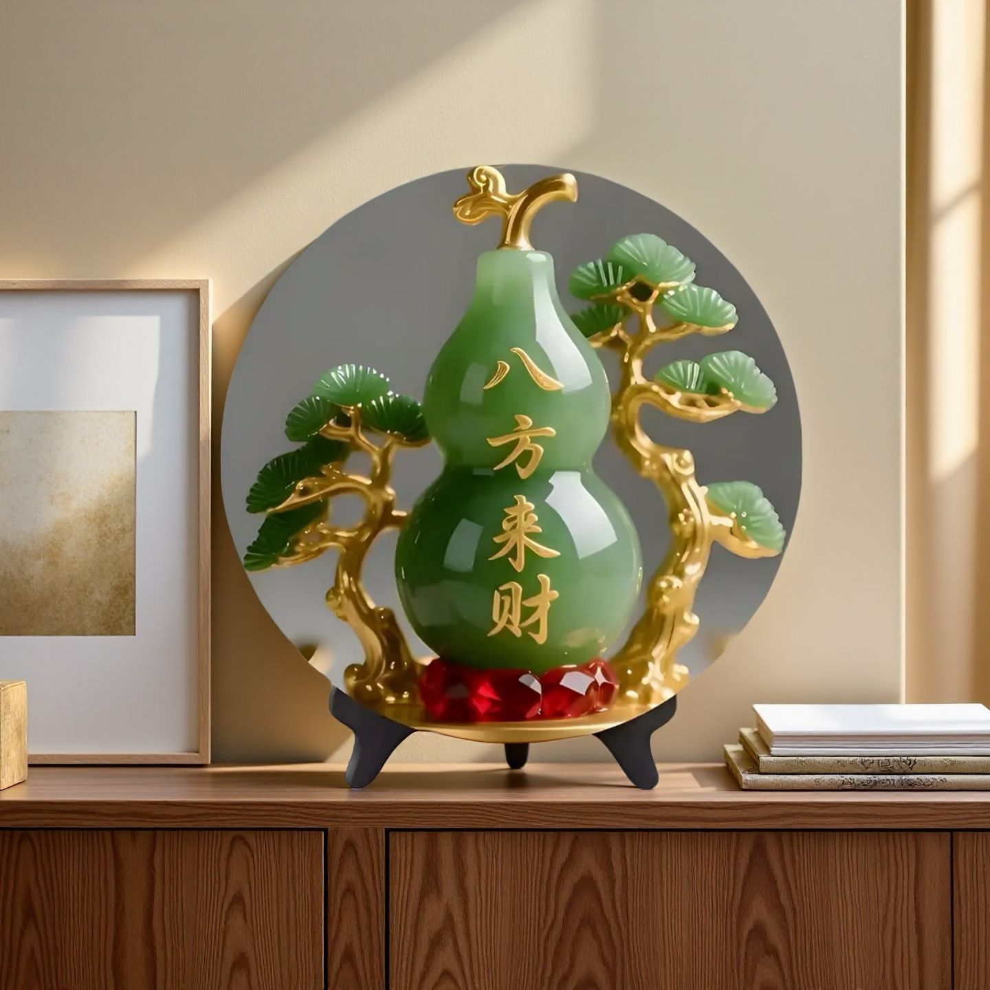 Vintage Collectible Christmas Ornaments - Natural Jade Gourd Figurine Home Entrance