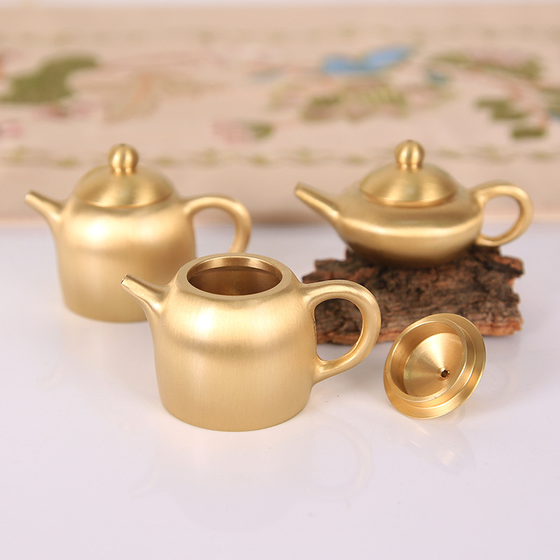 Vintage Collectible Furniture - Brass Mini Teapot, Chinese Style Desktop