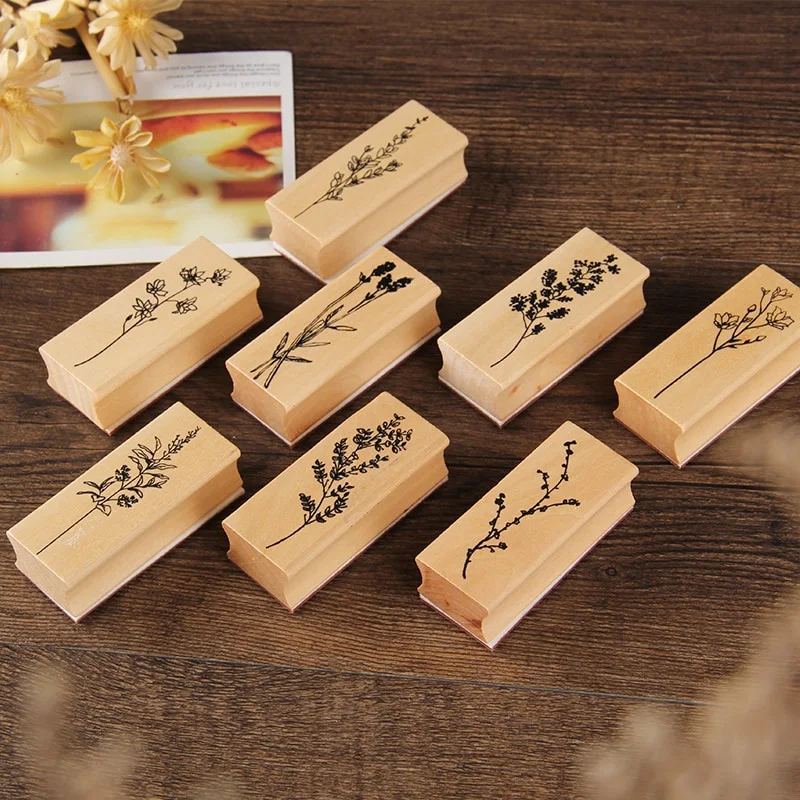 Vintage Collectible Stamps - Vintage Plant Tree Wooden Rubber Stamps