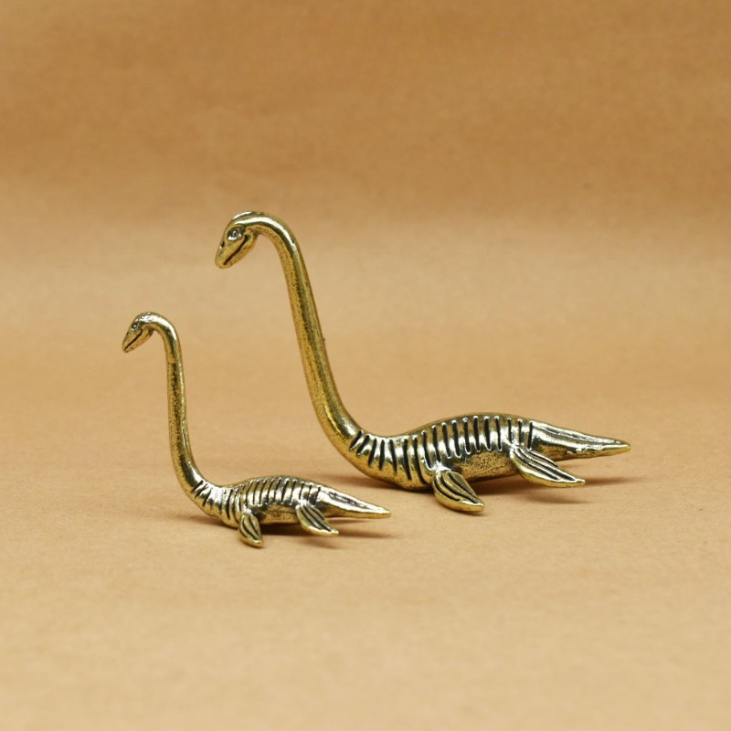 Vintage Collectible Christmas Ornaments - Loch Ness Monster Creature Brass Statue
