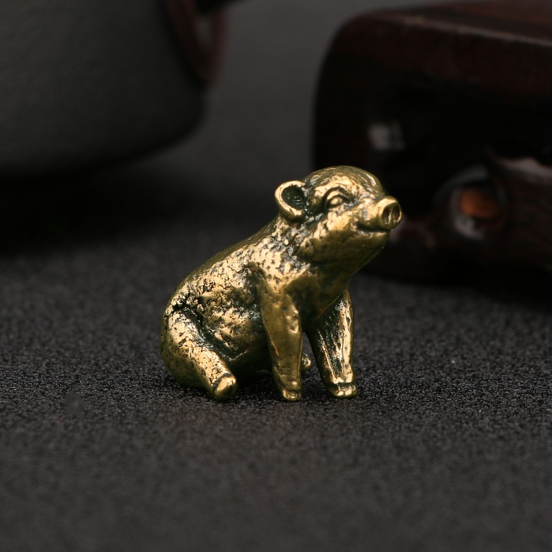 Vintage Collectible Christmas Ornaments - Retro Chinese Zodiac Pig Archaized Antiqued