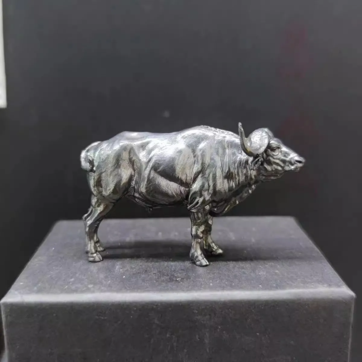 Vintage Collectible Furniture - Brass African Buffalo Sculpture, Solid Realistic