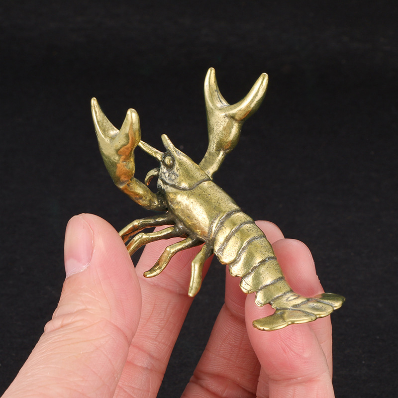Vintage Collectible Furniture - 【F】Solid Brass Crayfish Ornament Vintage Animal