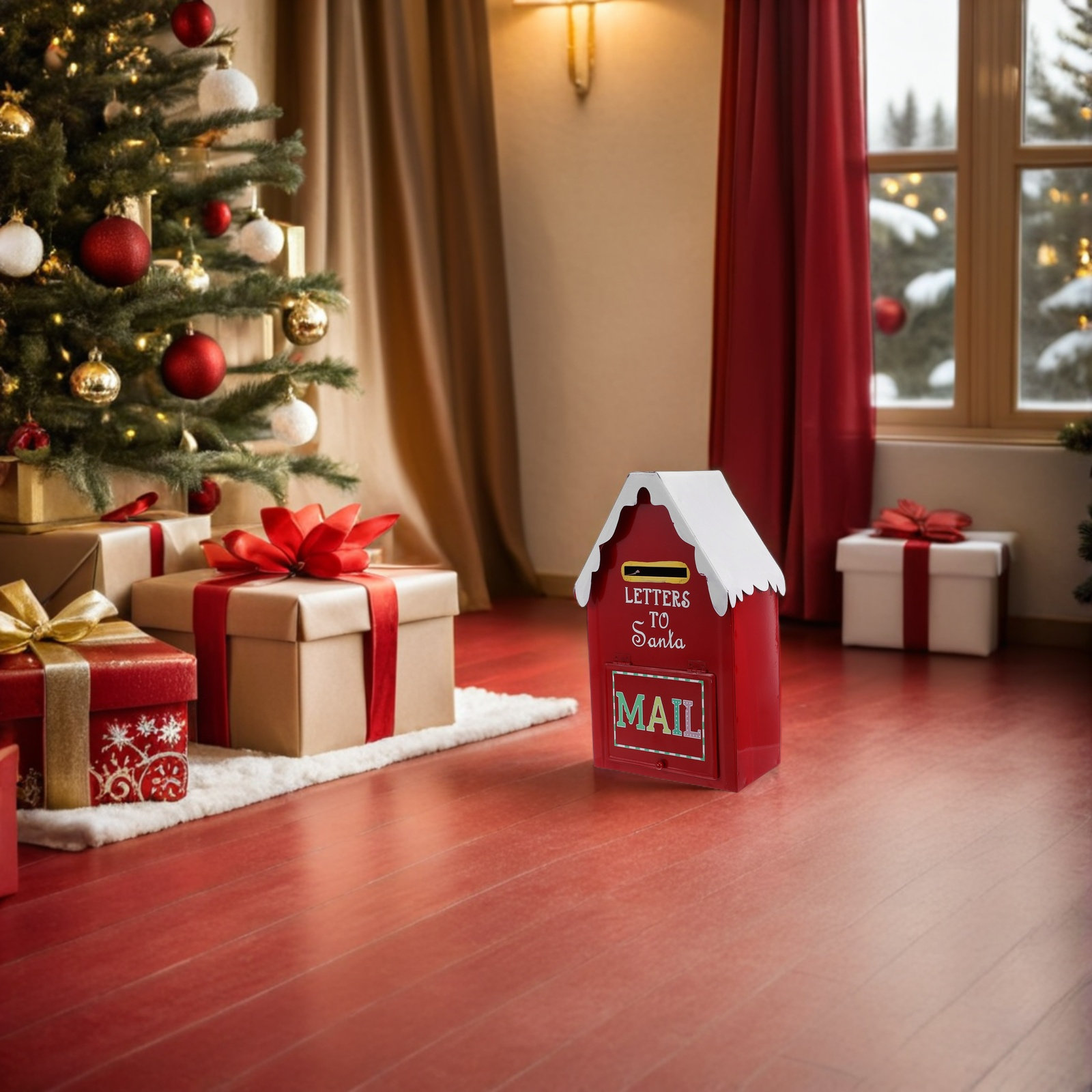 Red Christmas Mailbox Metal Sa - Vintage Collectible Santa review and price