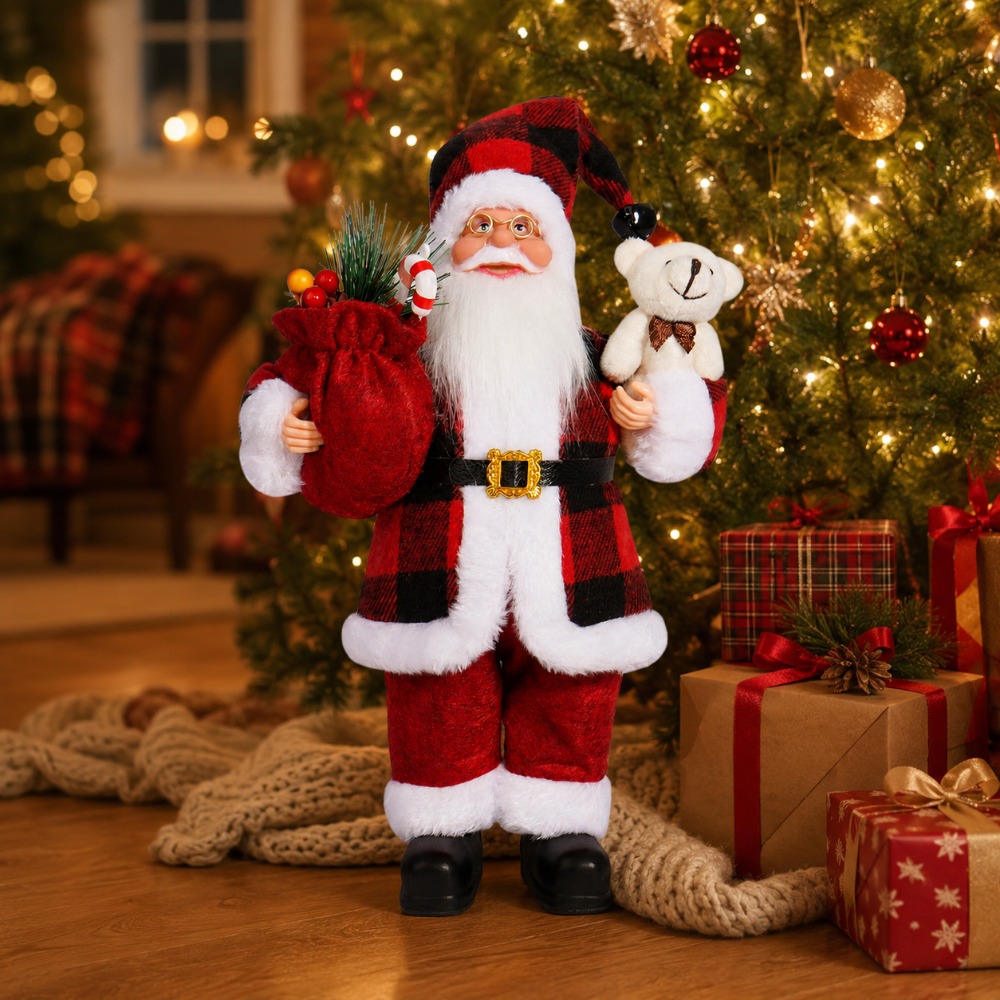 Red and black checkered Santa  - Vintage Collectible Santa review and price