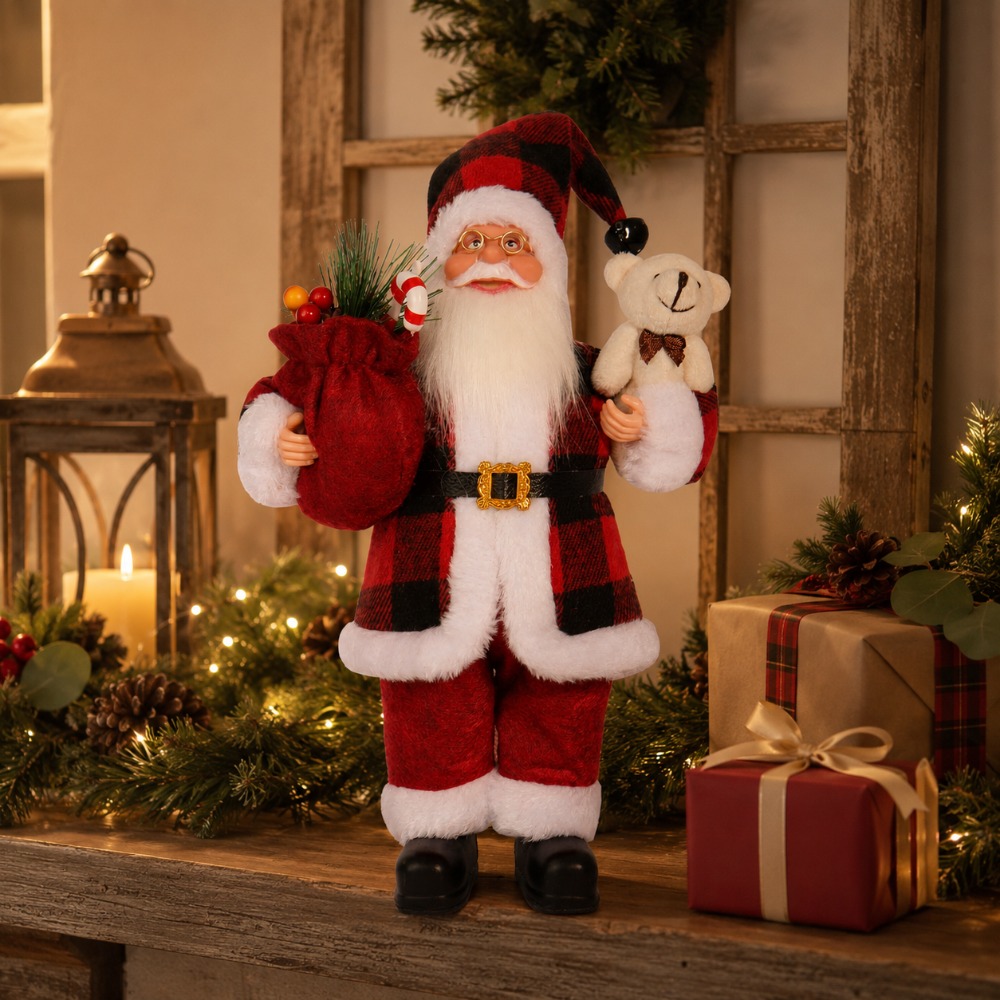 Red and black checkered Santa  - Vintage Collectible Santa review and price