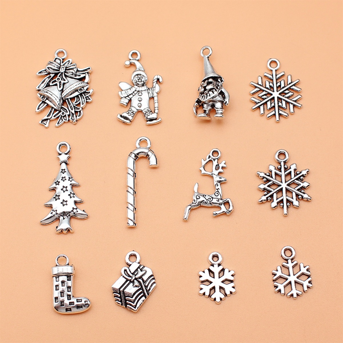 12pcs Antique Silver Color Chr - Vintage Collectible Santa review and price