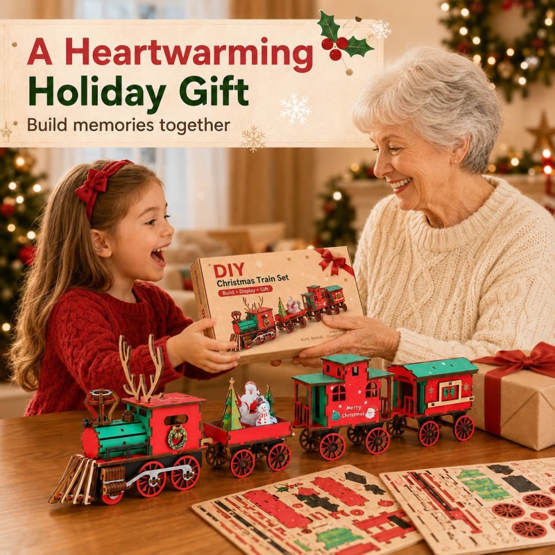 New Christmas Wooden Train Set - Vintage Collectible Christmas Ornaments review and price