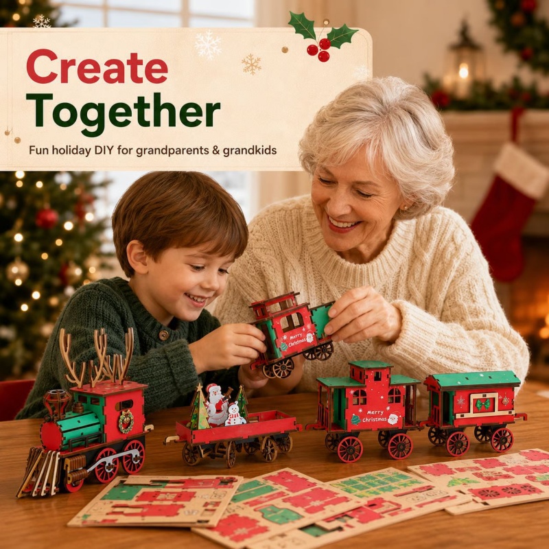 New Christmas Wooden Train Set - Vintage Collectible Christmas Ornaments review and price