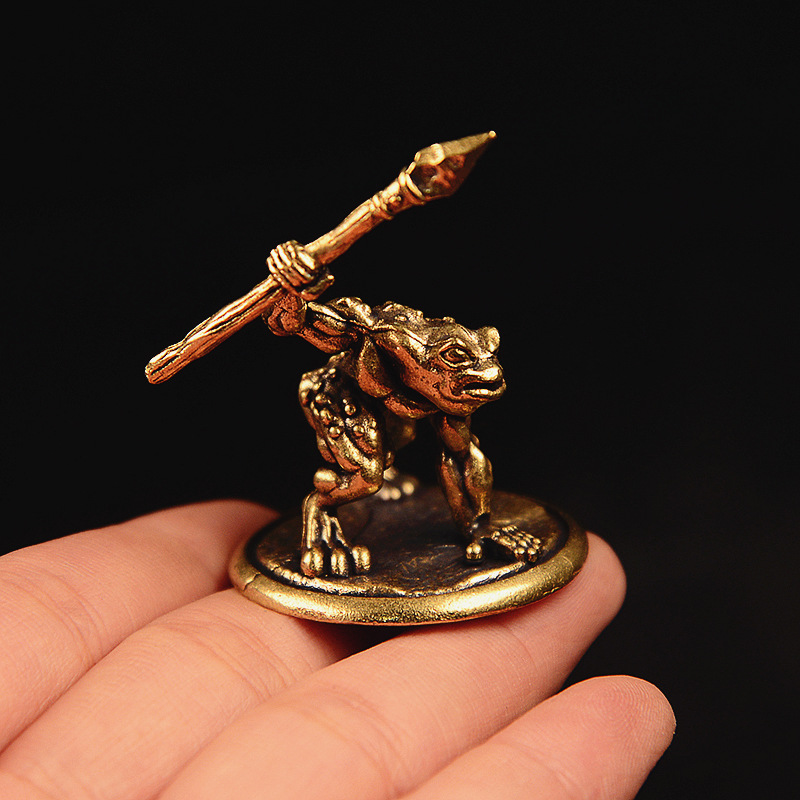Vintage Brass Frog Warrior Fig - Vintage Collectible Furniture review and price